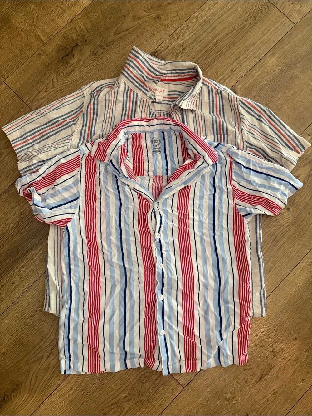 Patriotic Boys Short Sleeve Button Down Shirts - L